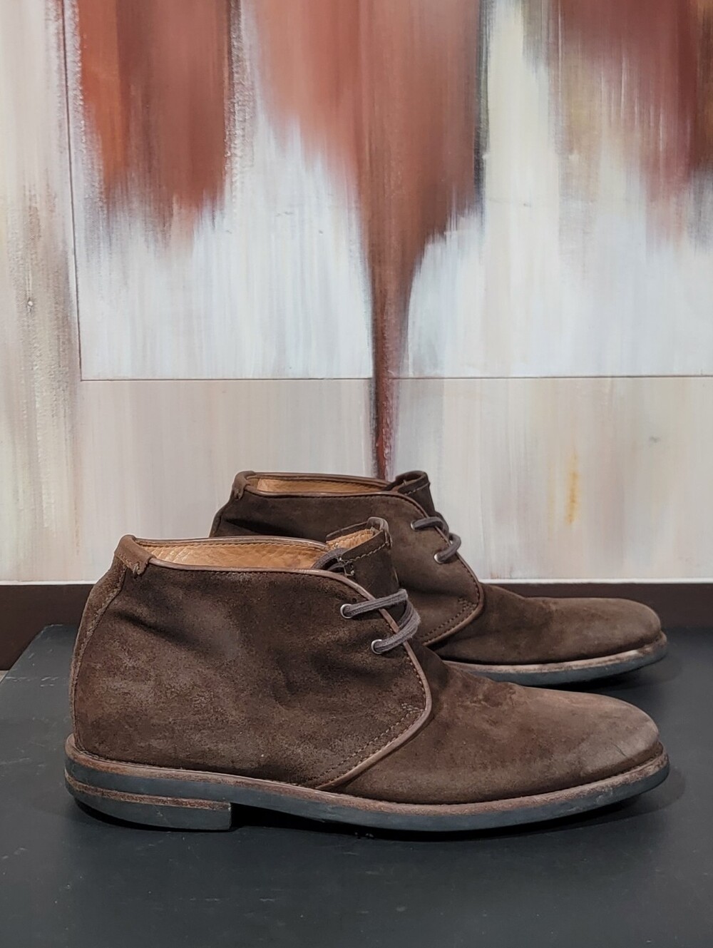 Aquatalia Carlos Chukka Men's Ankle Boots 7.5 Suede Lace Up Shoes Italy